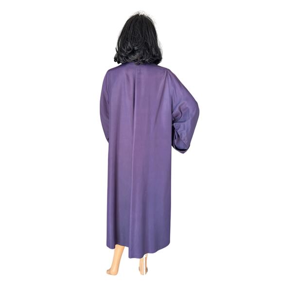 Vintage Purple Sateen Lined Duster Swing Coat 3 button closing large - Picture 2 of 16